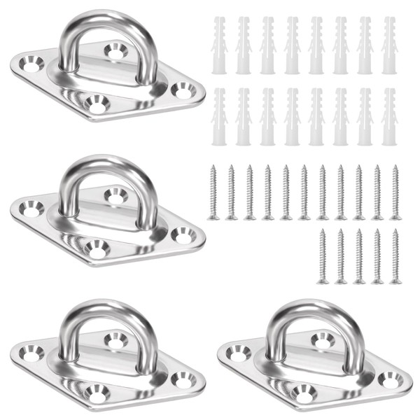 Swpeet 4Pcs M5 304 Stainless Steel Silver Rhombus Pad Eye