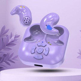 Pomya Wireless Earbuds Bluetooth5.4 Headphones with Page Turner Remote & Watch Band, Wearable Watch Design Mini Sleep Earbud, Scrolling Remote Control for Phone Tablet APP (Purple)