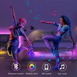 IKERY LED lights for bedroom 100ft,Music Sync Color Changing Led Strip Lights,Smart App + Remote Control,Ultra-Long 5050 RGB lights for Room Home Decor, Party Decoration (2 Rolls of 50ft)