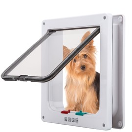 TKOOFN Pet Mate 4 Way Locking Cat Door Cat Flap Pet Door FREE RUN DOOR white Size:Large