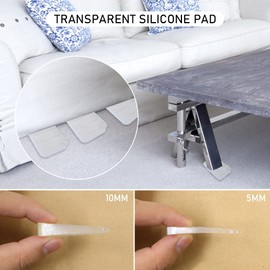 Modixun Pack of 16 Clear Rubber Furniture Leveling Wedges, 2 Heights, Flexible and Fixed Levelling Wedges, Non-Slip and Stackable Toilet Washers, Table Washers, Bed Washers