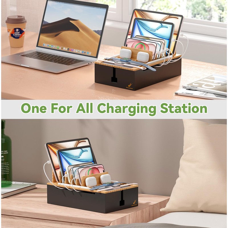 Pezin & Hulin Bamboo Charging Station for Multiple Devices, USB