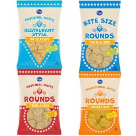 generic Tortilla Corn Chips Kroger Variety Orginal White Restaurant Style, Bite Size Rounds, Orginal White, Traditional Gold Round 13oz (4 packs)