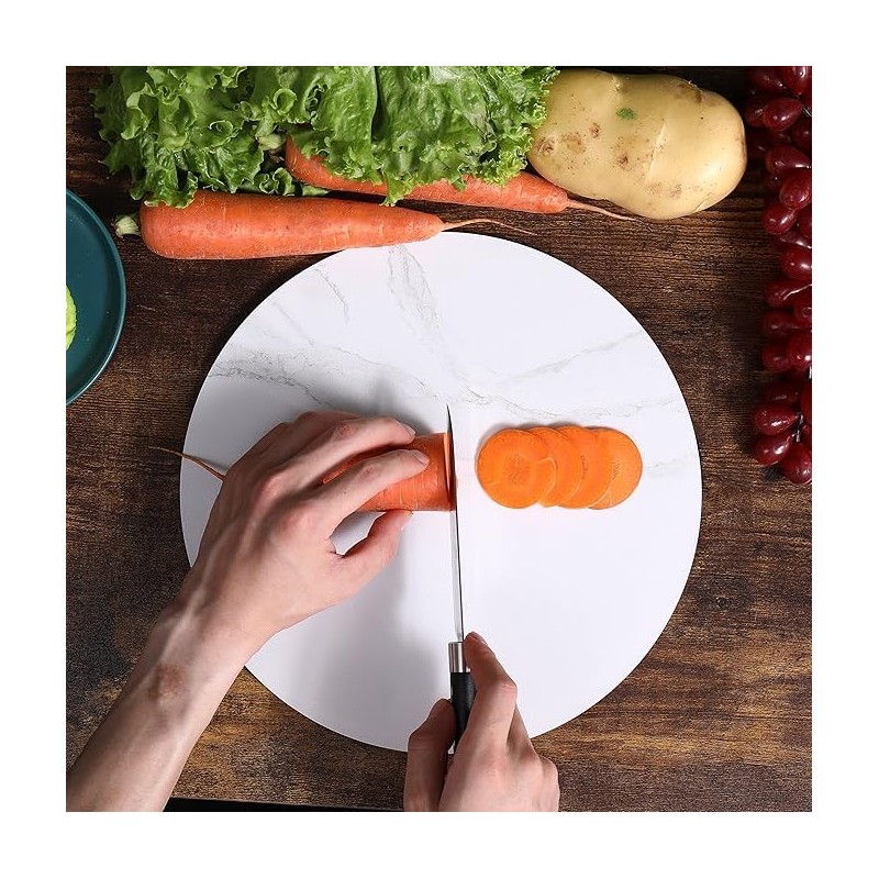 11.8" Round Glass Cutting Board for Kitchen Counter Protector, Tempered