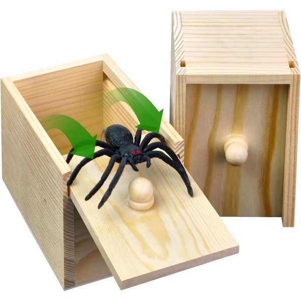 Redlinemods Spider Prank Box with Wooden Sliding Lid