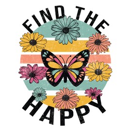 Find The Happy 5 Inch Waterproof Decal Sticker Wall Window Tie-dye Alien Stoner Stones Psychedelic Mushroom Hippie Green Rainbow Galaxy Rock Gypsy Indian Trible Sunflower CS1424-2PK