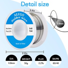 60/40 Tin-Lead Solder Wire (with Rosin Core) for Electrical Soldering 0.031" (0.8mm-50g)