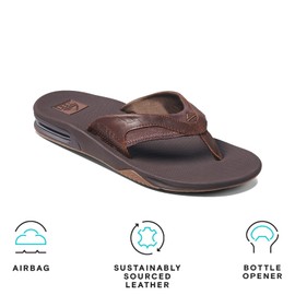 Reef Men's Leather Fanning Sandal, Dark Brown, 9