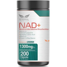 ETERNAL NUTRITION NAD+ Puro con Trimetilglicina y Ácido Alfa Lipoico (100 Cápsulas) | Precursor NMN y NR | 50 Porciones · 1300 mg | Energía Celular, M