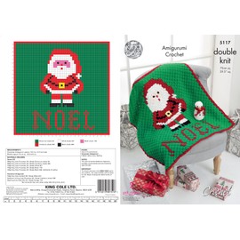 King Cole 5117 Crochet Pattern Christmas Blanket & Amigurumi Snowman in Pricewise DK & Dolly Mix DK