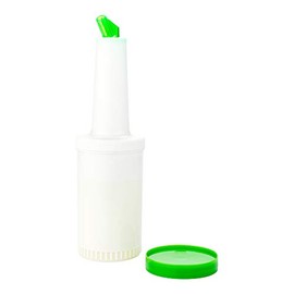 Restaurantware-1 qt Plastic Quick Pour Storage Container Bottle - with Green Spout and Lid - Bar Storage Bottle - 3 1/2" x 3 1/2" x 13" - 1ct Box - Bar Lux