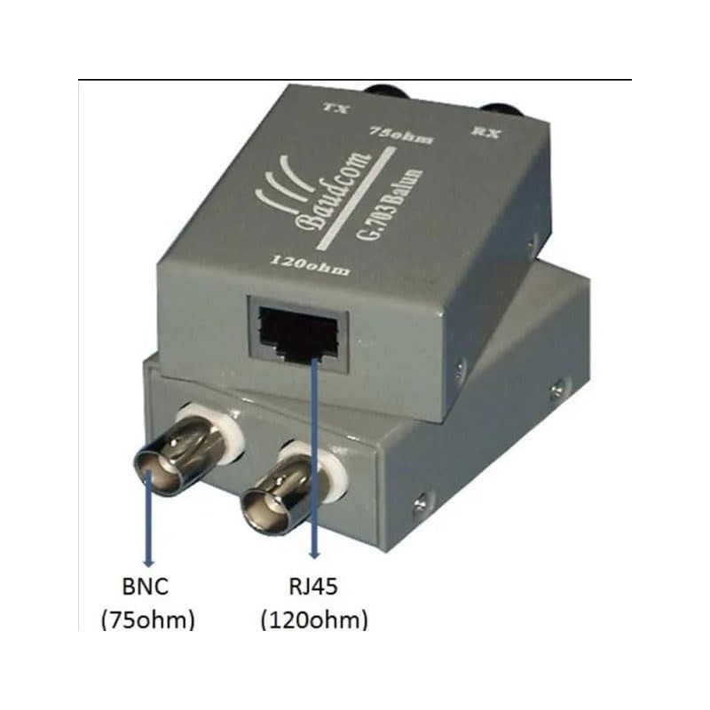 BAUDCOM E1 Balun Adapter - G703 E1 Coax to RJ45