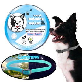 V-EST Calming Collar for Big Dogs with Pheromones, Reduce Separation Anxiety, 60-Day, Adjustable Size 25in, Luminous Light Blue