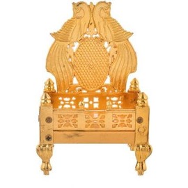 4x4 Inches Big Size Metal Singhasan for Ganesha Krishna God Idols - Gold Plated Ladoo Gopal Pooja Chowki for Temple Mandir Puja Idol Decoration Items 4x4x6 Inches
