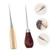 Gatuida 2Pcs Wooden Handle Leather Awl Tool for Bookbinding and