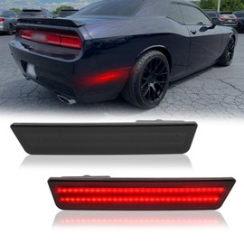 POPMOTORZ 2PCS Rear Fender Red LED Side Marker Lights Assembly Compatible With 2008-2014 Dodge Challenger, 2011-2014 Dodge Charger Rear Fender LED Bumper Side Marker Lights Lamps Smoked Lens