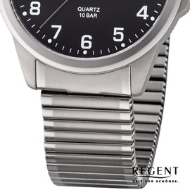 Regent Men's Analogue Quartz Watch with Titanium Strap 11090351, grey/black, Bracelet