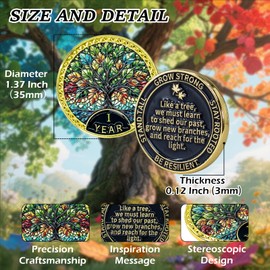 Tree of Life Sobriety Coin - 1 Year Sobriety Coin, AA Chip Medallion & NA Recovery Medallion, Sobriety Gifts for Anniversary Year for Men & Women in Recovery
