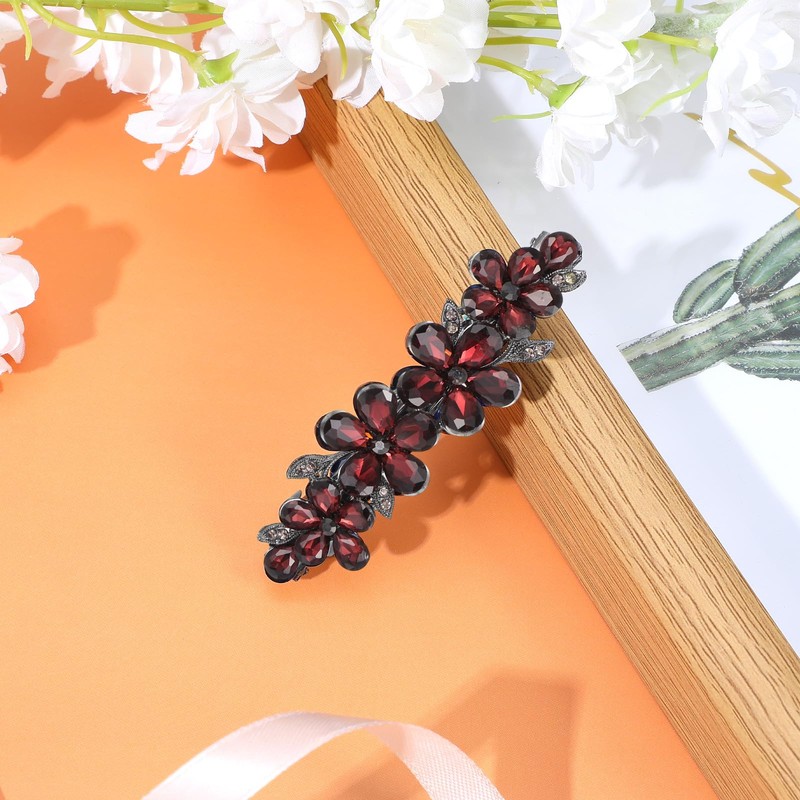Shimmeroo Red Bridal Hair Accessories,Diamante Hair Clips for Women