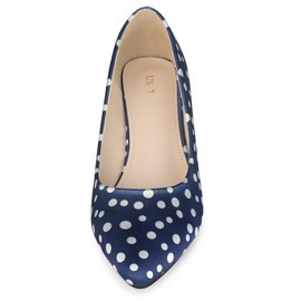 Allegra K Women's Pointed Toe Polka Dots Kitten Heels Royal Blue Pumps 8.5 M US