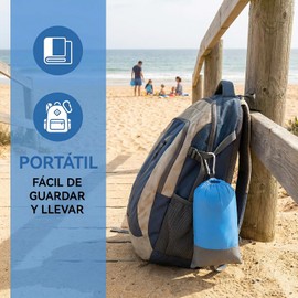Manta de Playa, Mantel De 210 X 200 Cm para Picnic, Tapete de Playa a Prueba de Arena y Humedad, Tapete de Playa a Prueba de Arena y Humedad, para Camping, Parque, Yoga, Senderismo (Azul + Gris)