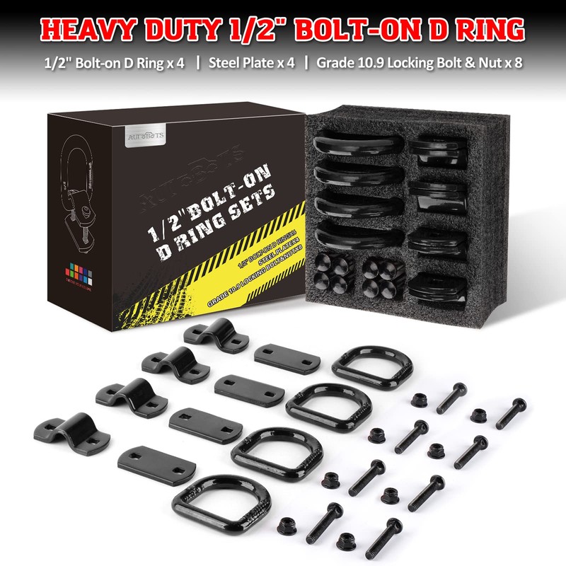 AUTOBOTS 1/2" Heavy Duty Bolt-On Forged D Ring, 12000Lbs Break