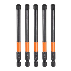 QUARKZMAN Pack of 5 H6 Hexagonal Drill Bit Wrench 6 mm Metric Flat Tip 1/4 Inch Hex Shank 100 mm (4 Inch) Long Magnetic Black Phosphated Hexagonal Socket Wrench Power Bit