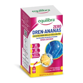 Equilibra Dren Ananas Zero Zuccheri, Integratore con Bromelina, Rutina, Drenaggio dei Liquidi, Pesantezza delle Gambe, Stimolo del Metabolismo, Funzionalità del Microcircolo, Gusto Ananas, 10 Stick