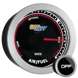 GlowShift Tinted Series Narrowband Air/Fuel Ratio AFR Gauge - Lean, Optimal & Rich Readings - White LED Backlit - Smoked Lens - Smoked Lens - 2-1/16" 52mm