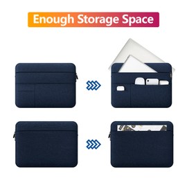 JOOEER 15.6 inch Laptop Sleeve for 15.6 inch Laptop Notebook Computer, Protective Waterproof Laptop Case Carrying Bag Portable Cover with Multi Pockets, Navy Blue