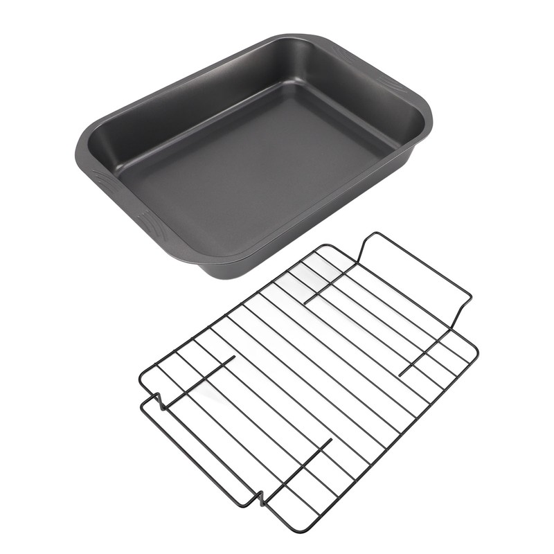 Roast Pan with Rack Rectangle Broiling Pan Carbon Steel Iron