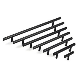 BOZONLI Black Stainless Steel Furniture Handles, Cabinet Handles, Handles for Kitchen Cabinets, Cupboard Drawer Door Handle, Hole Spacing 160 mm, Pack of 6