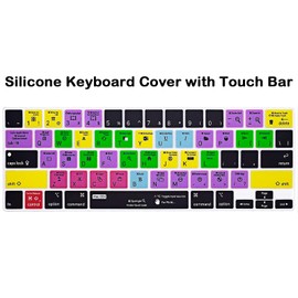 Mac OS/MacOS Shortcuts Silicone Keyboard Cover for MacBook Pro 13 M1 M2 14 16, for MacBook Pro 13 15 Inch with Touch Bar(A1989/A1706,A1990/A1707) 2016-2024, US Version Layout