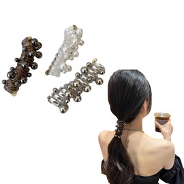 TUDOUZZZ Hair Accessories, Coil Pony Hair Accessories, Set of 3, Coil Up Pearl, Wire Ponys, Phone Cord Type, Hair Elastic, Stylish, Cute, No Traces, Spring Hair Elastic, For Everyday Use, Weddings,