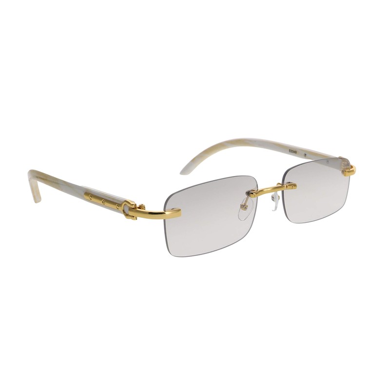 FLAWLESS EYEWEAR Retro Wood Buffs Vintage Style Gangster Rimless Clear