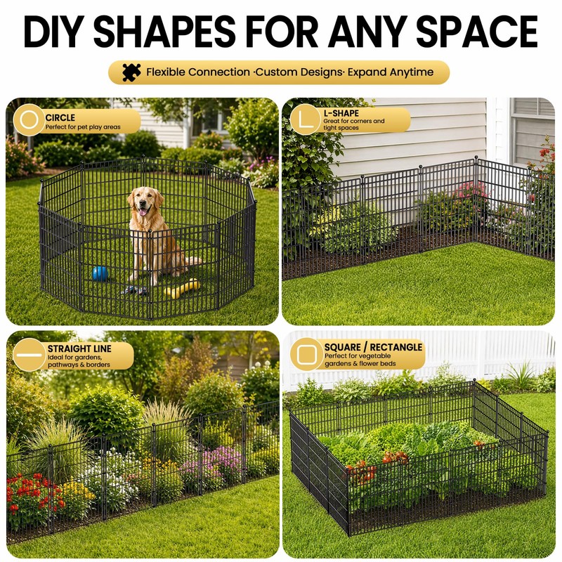 No Dig Garden Fence, Dog Fencing Outdoor for Yard, 5