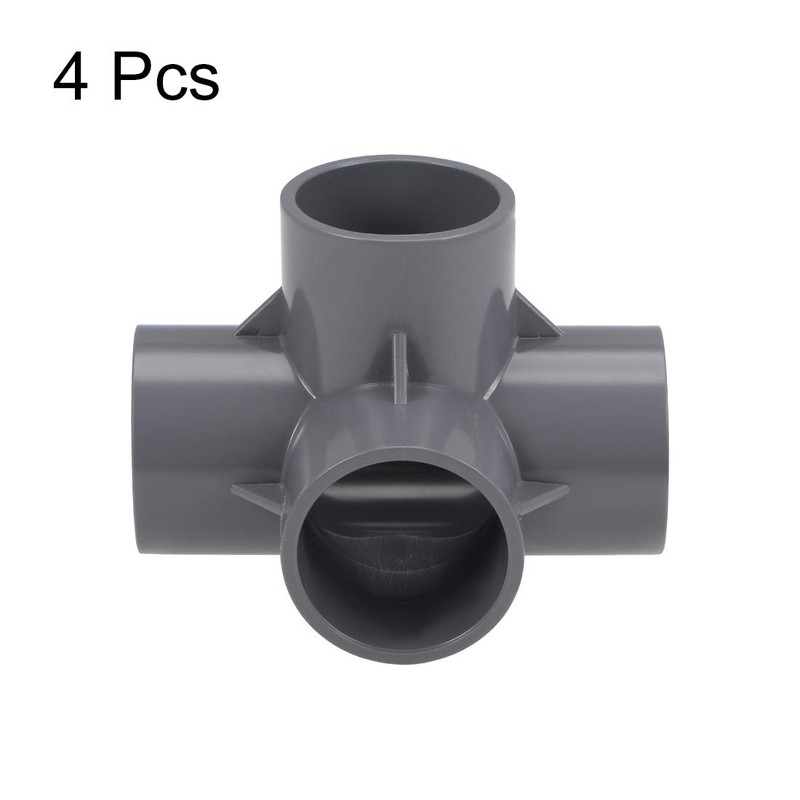 sourcing map 4-Way Elbow PVC Pipe Fitting Furniture Grade 40mm