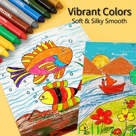 KERIFI Washable Jumbo Crayons, 24 Colors Silky Smooth Watercolor Gel Crayons Set, Twistable Non-Toxic Crayons for Kids 2-4 and 4-8, Art Supplies for Coloring Book for Gifts and School Projects