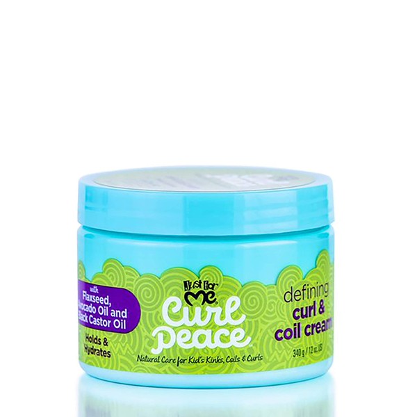 Just for Me Curl Peace Defining Curl & Coil Cream - Holds & Hydrates, Contains Flaxseed, Avocado Oil & Black Castor Oil, No Animal Testing, 12 oz