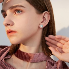 Sterling Silver Rose Earrings Hypoallergenic Abalone Shell Rose Flower Stud Earrings Rose Jewelry Gifts for Women Mom Mother Wife