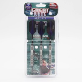 Bottelsen Great White Super Alloy Soft Tip Ruf Kut Darts 18 Grams Silver/Black