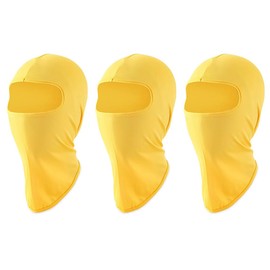 Pack of 3 Ski Mask Bandana Face Hat UV Protection Full Cover for Women Men Outdoor Sports (Silk, Yellow)