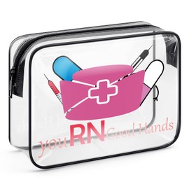 RN Makeup Bag Nurse Gifts for Women Nurses Week Gifts Nurse Birthday Gift for Sister Friends Mom Clear Cosmetic Bag Christmas Graduation Gift for Nurses Practitioner Registered Nurse RN Toiletry Pouch