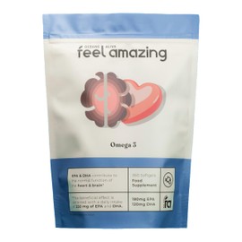 Feel Amazing Omega 3 Fish Oil Softgels, 1000mg with EPA 180mg & DHA 120mg, 360 Softgels, One-Year Supply