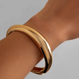 Elegance 11 designs Gold Cuff Bangle Bracelets For Women Set Chunky Trendy Gold Bracelet Minimalist Hinged Arm Cuff Jewelry Gift 2pcs