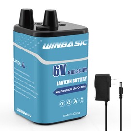 winbasic 6 Volt Lithium LiFePO4 Heavy Duty Lantern Battery,Rechargeable Lithium Iron Phosphate Battery for 4R25 Lantern(Spring S2 Terminals) (1 Pack)