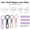10-Pack Zipper Clips Anti Theft, Double Opening Spring Carabiner Locks