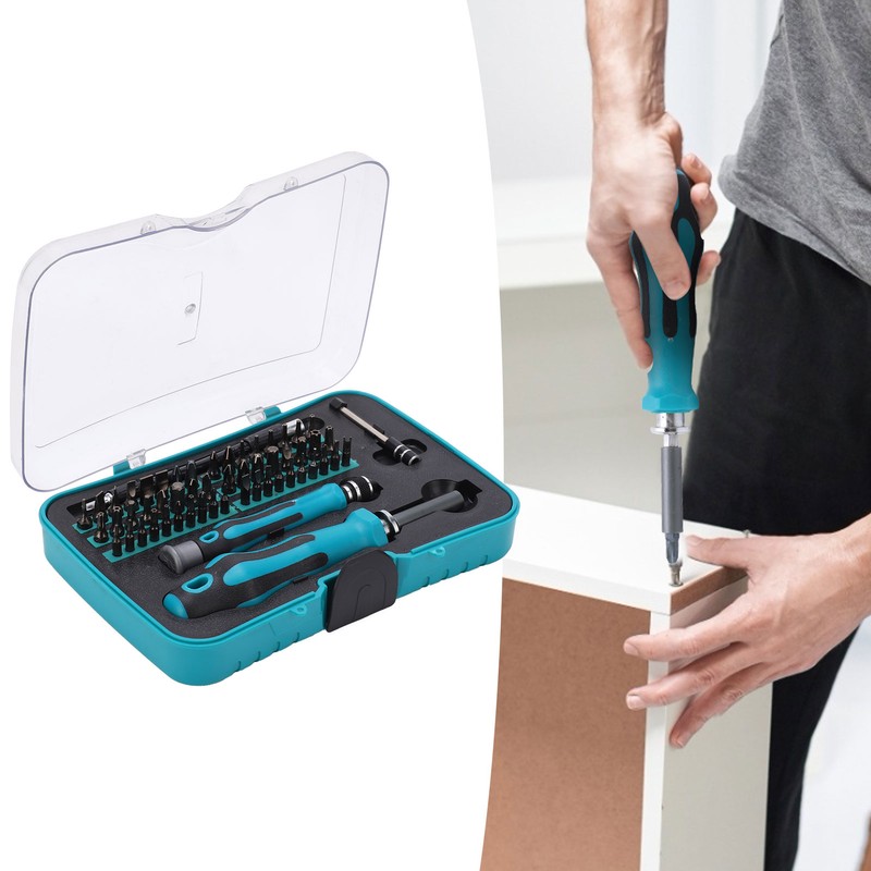 57Pcs Ratchet Screw Set Driver Bits with Socket Handle Manual