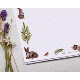 Making Meadows A4 Lined Letter Writing Paper Set (20 Sheets & 10 envelopes) Woodland Animal Border Writing Paper Design On Penpal Letter Paper Stationery Set