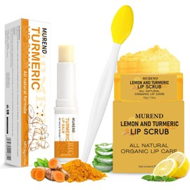 Bálsamo Labial De Cúrcuma(3 Unidades) Y Exfoliante Labial De Cúrcuma Y Limón(3 Unidades) Con Cepillo Tratamiento Para Labios Oscuros(Para Fumadores) Exfoliante Natural E Hidratante Para